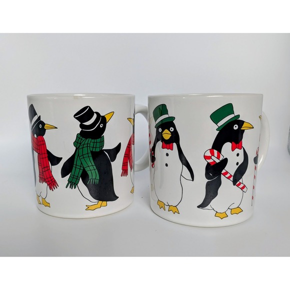 Other - Vintage Penguin Holiday Mug Set Japan 1980's
